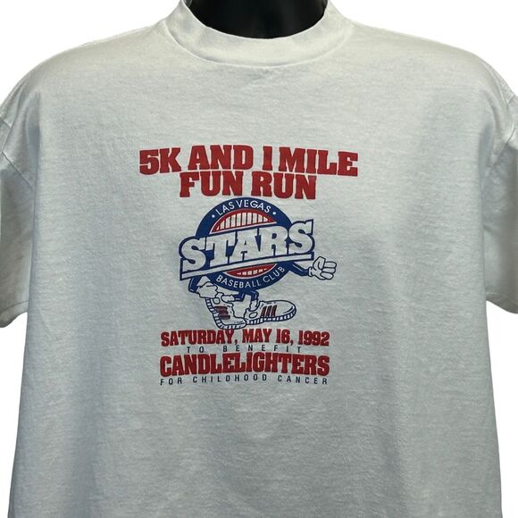 Vintage 90s Las Vegas Stars 5K Fun Run T Shirt Mens XL X-Large Aviators White - Picture 1 of 7